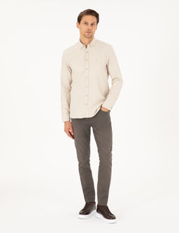Bej Slim Fit Uzun Kollu G_mlek