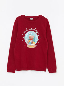 Bisiklet Yaka Y?lba?? Temal? Uzun Kollu K?z ?ocuk Triko Kazak