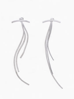Серьги висячие Дуга водопад, цвет серебро, 11 см