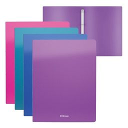 Цена за 4 шт. Папка на 4 кольцах пластиковая ErichKrause Diamond Vivid, 24мм, A4, ассорти (в пакете по 4 шт.)