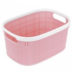 "Домашняя мода" Корзина пластмассовая для хранения "Лен" 24х17см h12см, с ручками, розовый (Китай)