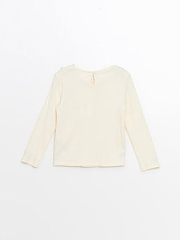 Bisiklet Yaka Uzun Kollu Nak??l? K?z Bebek Ti??rt - Waikiki фото 3