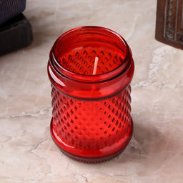 Поминальная свеча парафиновая в стеклянном подсвечнике Лампада цилиндр, 11?7 см, красная