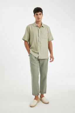 Crop Keten Pantolon Duble Paca Cepli