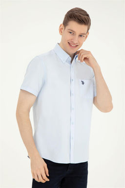Мужская голубая рубашка с коротким рукавом Неожиданная скидка в корзине