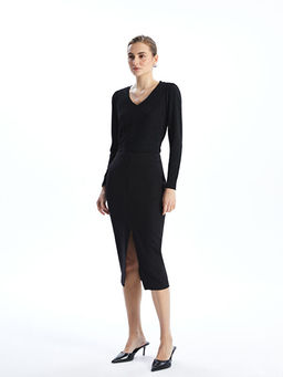 V Yaka Parlak G?r?n?ml? Kad?n Bluz