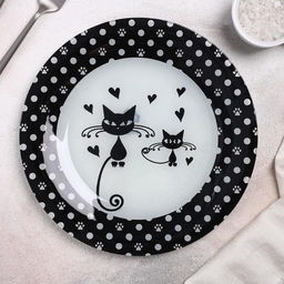 Тарелка стеклянная обеденная Доляна Котики, d=23 см