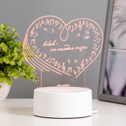 Светильник 3D RISALUX Любовь, LED-ночник, RGB, от сети, 14.2?9.5?12.6 см