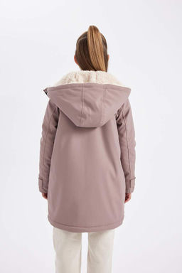 Водоотталкивающий плащ с капюшоном для девочек - Defacto фото 6