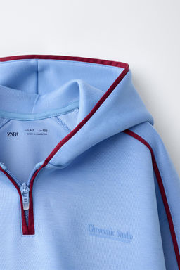 SUDADERA CAPUCHA CONTRASTE / Azul claro - Zara фото 4
