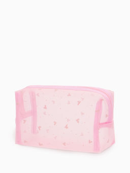 Косметичка дор Сердца, сетка 18*7,5*10, отд на молнии, розовый