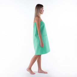 Полотенце банное Этель Парео с карманом 80*140 см. цв.нежный лайм, 100% хл, вафля 240 г/м2  фото 4