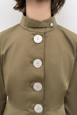 CAMISA POPEL?N BOTONES / Khaki oscuro - Zara фото 2