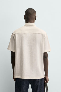Рубашка Zara CAMISA ESTRUCTURA CONFORT кремовая