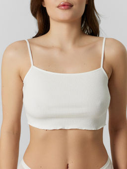 Топ на тонких бретелях белого цвета в рубчик для женщин - Mark formelle фото 3