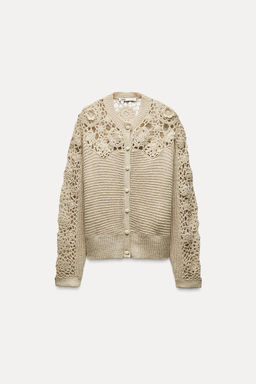 COMBINED CROCHET KNIT CARDIGAN - Zara фото 4