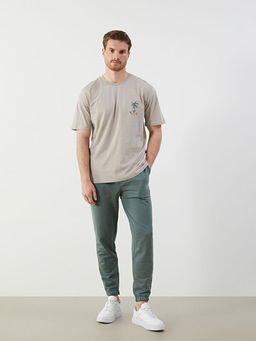 Bisiklet Yaka Bask?l? Penye Erkek Ti??rt