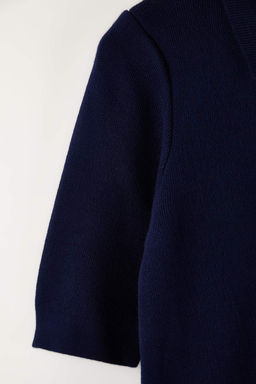 Lacivert Renk Bloklu K?sa / Mini Polo Yaka Triko Elbise TWOAW26EL00105