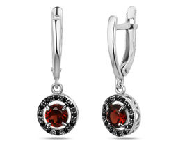 Серьги, гранат, СПН4-2-202