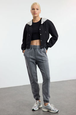 Antrasit Y?kamal? Nervurlu Basic Jogger Kal?n Ici Polarl? Orme Esofman Alt? Pantolon TWOAW25EA00043