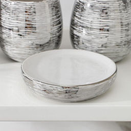 Набор аксессуаров для ванной комнаты Нити, 4 предмета, мыльница, дозатор 400 мл, 2 стакана, серебряный - Simaland фото 2