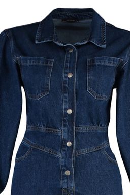 TRENDYOLMILLA Lacivert Balon Kollu Denim Tulum TWOAW22TU0041  фото 8