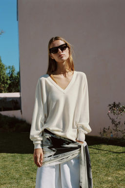 JERSEY PUNTO ESCOTE PICO / Blanco - Zara фото 4