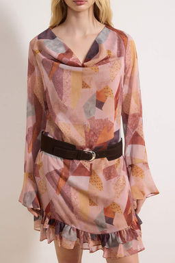 Cok Renkli Suet Kemerli Mini Astarl? Dokuma Elbise TWOSS26EL00072