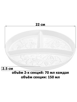 Тарелка секционная д/правильного питания 22*22*2,5 см "Птички на ветке" цельная глубокая 3 секции