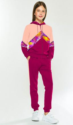 Спортивный костюм "Иллюзия",персик-бордо