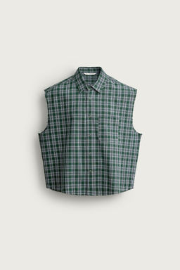 CAMISA TANK CROPPED FIT CUADROS / Verdes - Zara фото 8