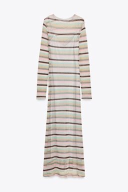 LONG METALLIC THREAD STRIPED DRESS - Zara фото 13