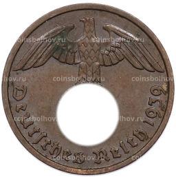 Монета 2 рейхспфеннига 1939 года F Германия