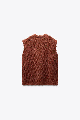 OVERSIZE TEXTURED KNIT VEST - Zara фото 8