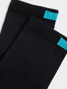 Цена за 5 пар! Высокие мужские носки черного цвета с бирюзовым прямоугольником - Mark formelle фото 3