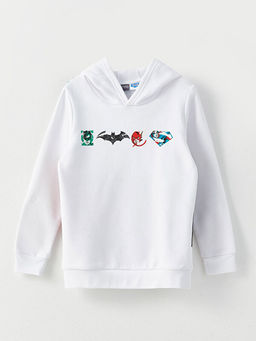 Kap??onlu Justice League Bask?l? Uzun Kollu Erkek ?ocuk Sweatshirt