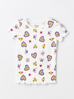 Bisiklet Yaka K?sa Kollu Bask?l? K?z Bebek Pijama Tak?m? - Waikiki фото 2