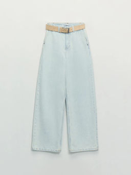 Джинсы широкие с ремнём с высокой посадкой ZR2604092334-100 / Zarina