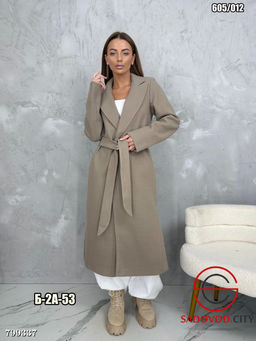 пальто женское длинное с поясом - Bruno фото 5