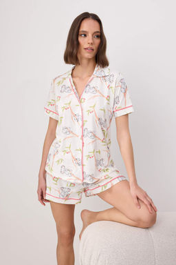_ok Renkli %100 Pamuklu Koala Desenli Biyeli _rme Pijama Tak_m_ THMSS26PT00172