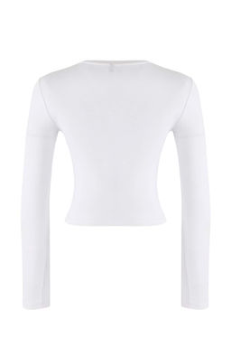 Trendyolmilla Siyah-Ekru Ikili Paket Crop/K?sa Fitted/Vucuda Oturan Orme Bluz TWOAW25BZ00061 фото 16