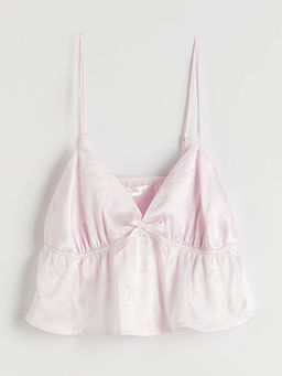 V Yaka Saten Kad?n ?ortlu Pijama Tak?m?