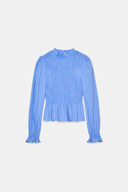 STRIPED SMOCKED SHIRT - Zara фото 8