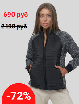 Толстовка женская на молнии черного цвета 2160Ch