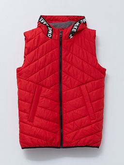 Kap??onlu Bask?l? Erkek ?ocuk ?i?me Yelek