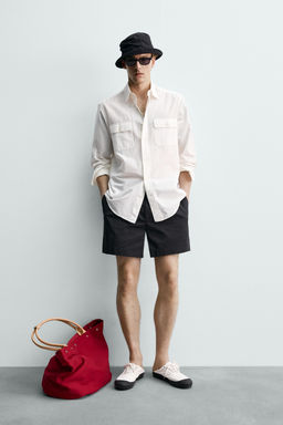 CAMISA FLUIDA REGULAR FIT BOLSILLOS AARON LEVINE X ZARA / Blanco