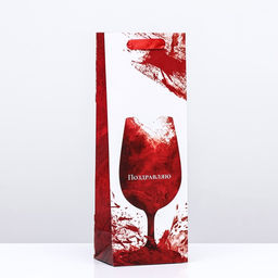 Пакет ламинированный под бутылку Бокал,13 х 36 х 10 см