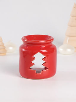 Набор: аромалампа для эфирных масел, мелтсы из воска ароматические Ёлочка, красная, 7.5?7.5?8 см