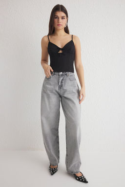 Trendyolmilla Beyaz V Yaka Ask?l? Crop Dokuma Bluz TWOSS25BZ00106  фото 12