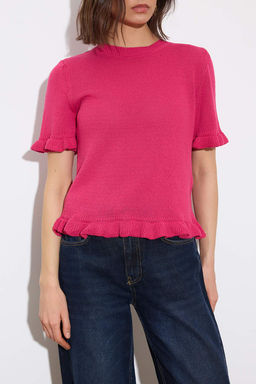 Limited Edition Fusya F?rf?r Detayl? Bisiklet Yaka Triko Bluz TWOSS26BZ00135